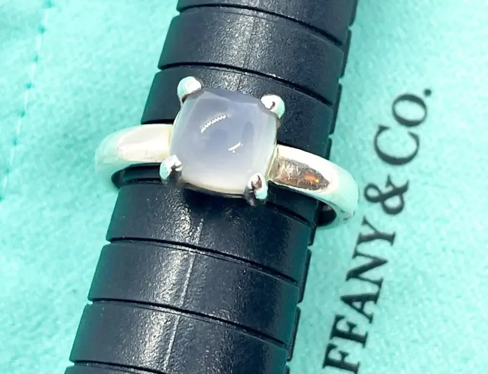 Tiffany & Co. Sterling Silver Chalcedony Sugar Stack Picasso Ring Size 5.75